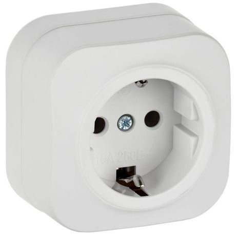 Розетка ОП GLORY РС20-3-ХБм 16А с заземл. без защ. шторок бел. матов. IEK ERH11-K01M-16