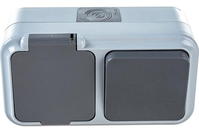 Беларусь Блок выключатель одноклавишный+розетка IP54 - В-РЦ-657(03) Bylectrica