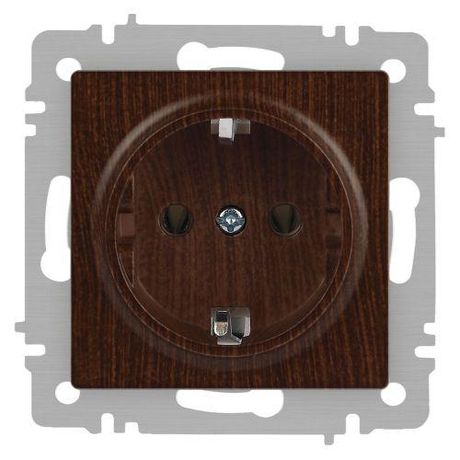 Розетка однофазная скрытого монтажа, в рамку с заземлением без шторок венге 16А 250В IP20 винтовые зажимы 6-202-10 Intro Accent - Б0063703 ЭРА