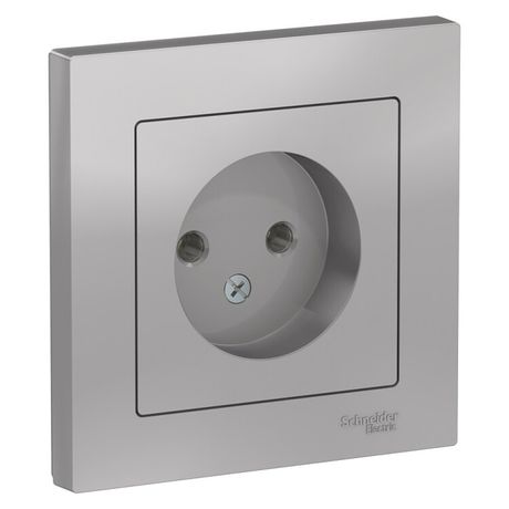 Розетка 1-м СП AtlasDesign 16А IP20 без заземл. в сборе алюм. SE ATN000340 APC