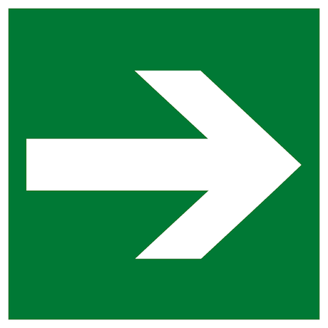 Знак эвакуационный E 02-01 ''Направляющая стрелка'' 200х200 мм, пластик с покрытием фотолюминесцентным ГОСТ Р 12.4.026-2001 - pn-e-02-01-f EKF