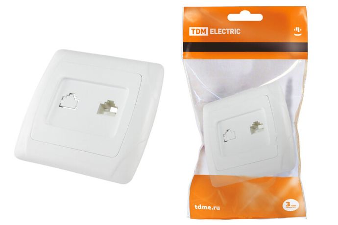 Розетка компьютерная RJ45 белая "Онега" | SQ1805-0022 TDM