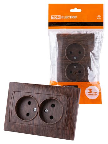 Розетка двойная 2П 10А 250В с защ. шт. венге "Лама" | SQ1815-0412 TDM