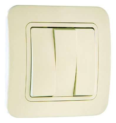 Выключатель 3-кл. 1п 1мод. СП Lillium 10А IP20 крем./крем. Makel 70291