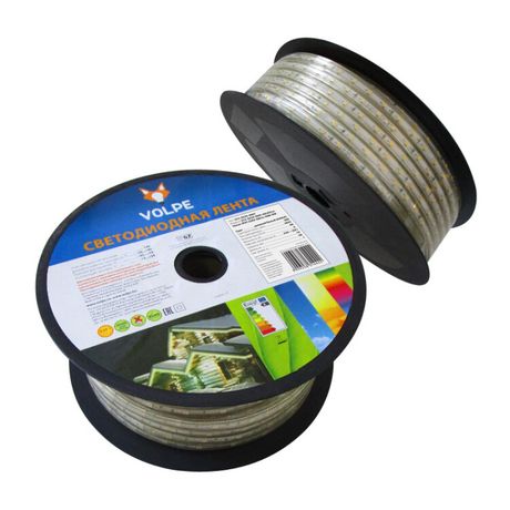 Светодиодная гибкая герметичная лента . ULS-Q325 2835-60LED/m-10мм-IP67-220V-6W/m-50M-DW В ПВХ трубке. Упаковка - бобина 50 м. IP67. Угол излучения 120. Кратность резки 1 Холодный 10981 Uniel