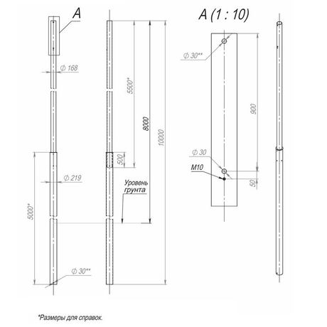 Опора ОСп-0.4-8.0-10.0-01 оцинк. Пересвет 00-003195