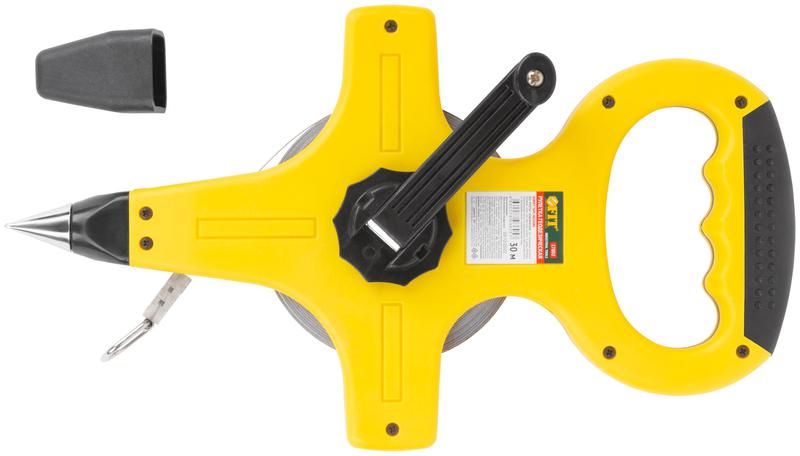 Рулетка геодезическая 30м стальная лента открытый пластик. корпус прорезиненная ручка желт. FIT 17802 РОС