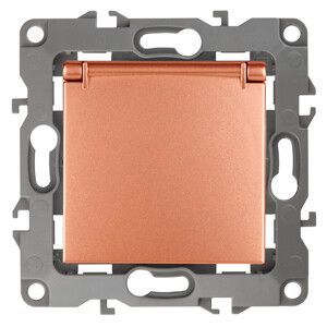 Розетка однофазная скрытого монтажа, в рамку с заземлением со шторками медь крышкой 16А 250В IP20 автоматические (безвинтовые) зажимы 12-2103-14 Эра 12 - Б0019329