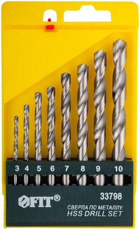 Набор сверл по металлу HSS полированных, 8 шт. (3-4-5-6-7-8-9-10 мм) - 33798 РОС