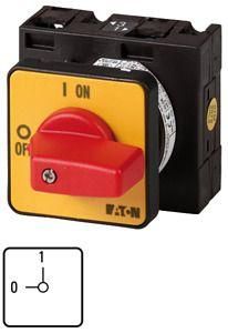 Выключатель , красная ручка 2P, Ie = 25A Пол. 0-1 90 °, 48х48 мм переднее крепление T3-1-102/E-RT - 016318 EATON