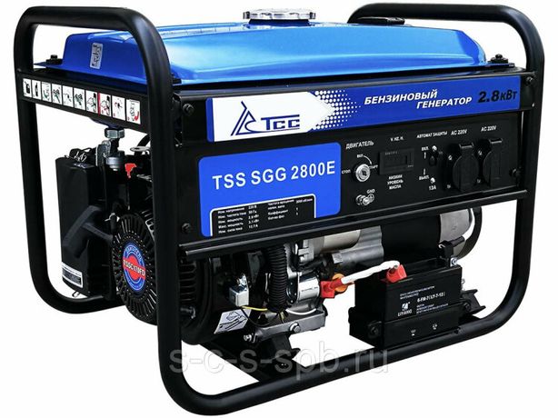 Генератор бензиновый TSS SGG 2800Е, мощность 2,8 кВт, 1 фазный, напряжение 230В, ручной запуск/электростартер, двигатель 170FD - 060001 ТСС