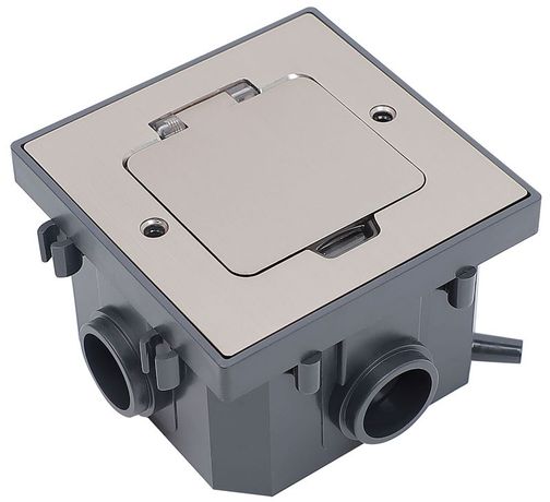 Лючок с коробкой 2 модуля (1 пост 45*45мм) IP44 матовый никель для установки в бетон | PM-LN43-02-O-44-K50IEK PRIMER