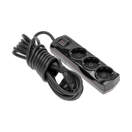 Удлинитель PREMIUM 3 гнезда, 5м, 3х1,5мм², с/з, с выключателем, черный | 13-4108 REXANT MEET