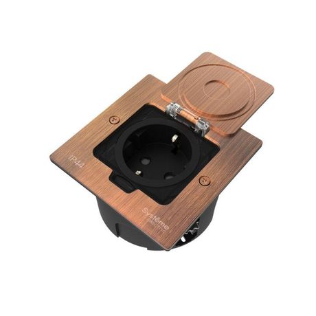 Лючок MultiDesk MDK21 с розеткой 2P+E 16А 250В IP44 монтажной коробкой для стены фальшпола стола медь SE MDK21102CA APC