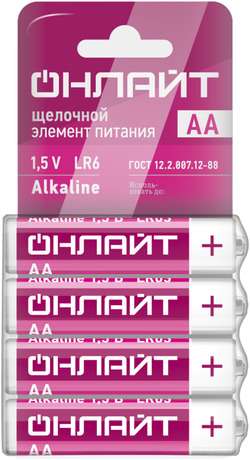 Элемент питания алкалиновый 90 638 OBT-02 LR6-SHBP4 (уп.4шт) ОНЛАЙТ 90638 Navigator