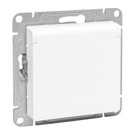 Механизм розетки, 16А, IP44, с заземлением, со шторками, c крышкой, белый Эпика EKF | UP1-SOW-111-44
