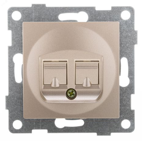 Механизм розетки компьютерной и телефонной RJ45 RJ12 СП Ugra шампань GUSI С11КТ-027