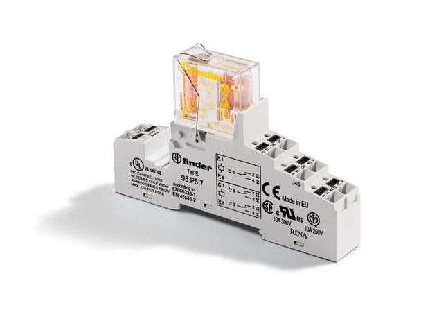 Модуль интерфейсный (сборка 50.12.9.024.5000 + 95.P5SMA), электромеханическое реле безопасности, 2CO 8A, контакты AgNi+Au, питание 24В DC, категория защиты IP20, клеммы Push-in, металлическая клипса - 48.P2.9.024.5007SMA FINDER 48P290245007SMA