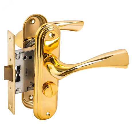 Защелка БУЛАТ ЗЩ1-Д03.05 (Л) НОМОС золото ЛЕВАЯ ВНУТР/ПРАВАЯ НАРУЖНЯЯ с фиксацией - 13959 ПТК