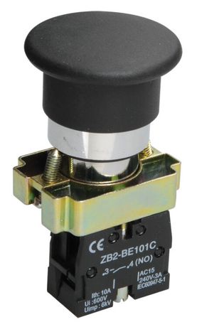 Кнопка управления LAY5-BC21 "Грибок" без подсветки черная 1з | BBG70-BC-K02 IEK