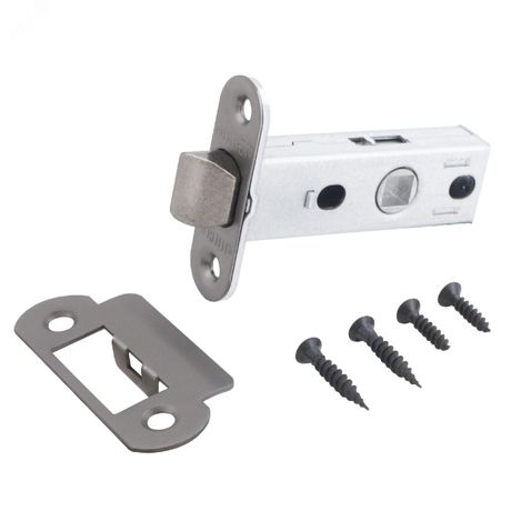 Защелка врезная универсальная без ручек для деревянных межкомнатных дверей, АЛЛЮР АРТ L45-8-R18 MBN графит - 11747 ПТК