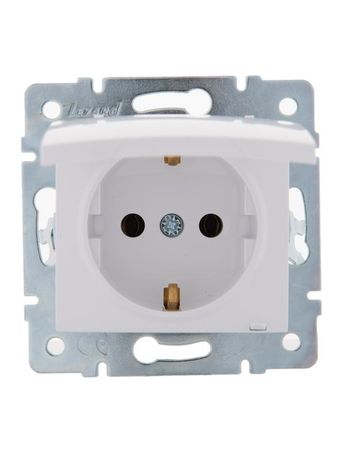 Розетка 1-м СП Karina с заземл. крышкой керамика механизм бел. LEZARD 707-0288-123
