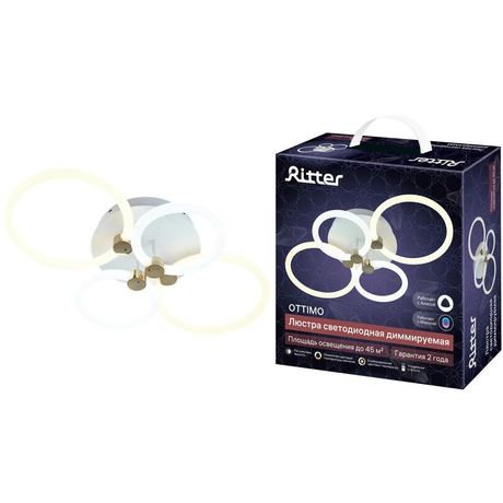 Люстра светодиодная OTTIMO Алиса 100Вт 2700К+6400К/4200К/6400К+2700К 615х415х130мм 45кв.м ДУ диммир. бел./зел. Ritter 51612 9 REV