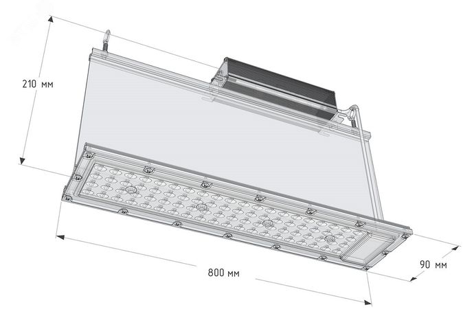 Светильник светодиодный промышленного назначения АТ-ДСП-02-200-Ш-220VAC-IP65 Rail (200Вт 5000К 25000лм CREE угол 1/2 яркости светодиода 120град. 220В КСС Ш 800х210х90мм) АТОН АТДСП02200Ш