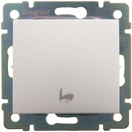 Выключатель 1-клавишный самовозвартный с символом звонка 10А схема 1P безвинтовое крепление белый VALENA - 774216 Legrand