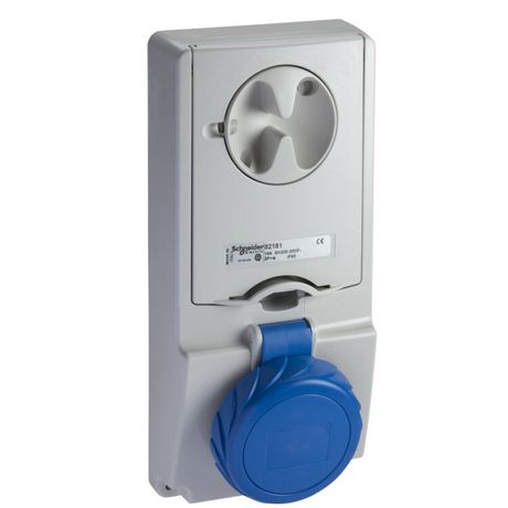 ПАНЕЛЬНАЯ РОЗЕТКА UNIKA С ДЕРЖ ПРЕДОХР 16A 2P-E 200-250 IP65 | 82181 Schneider Electric