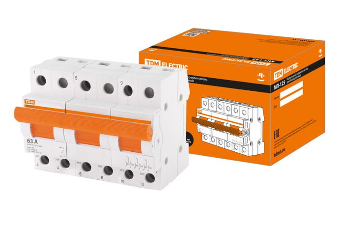 Переключатель модульный трехпозиционный МП-125 3P 63А | SQ0224-0046 TDM