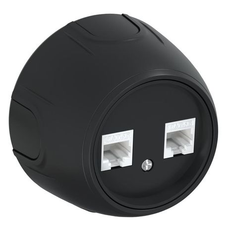 Розетка компьютерная 2-м RJ45 кат.5E Rotondo черн. OneKeyElectro 7700895 ССТ