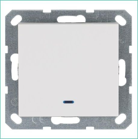 Выключатель одноклавишный со светодиодом 10A 250V~ с накладкой, цвет белый глянцевый - G3011NW Jasmart