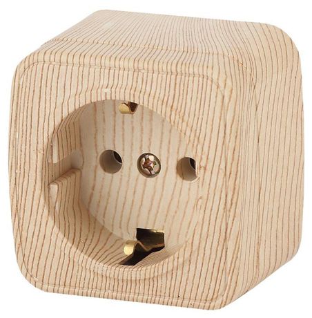 Розетка однофазная наружная (открытой установки) с заземлением без шторок сосна 16А 250В IP20 винтовые зажимы 3-202-11 Intro Polo - Б0036108 ЭРА