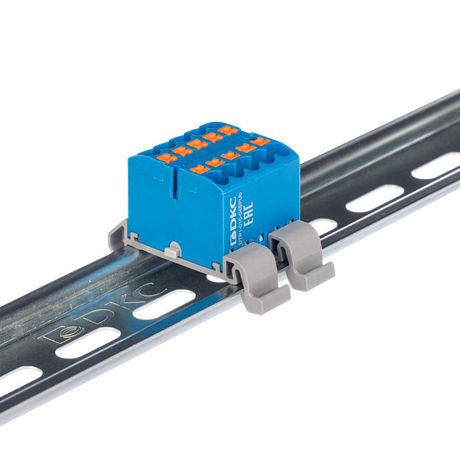 Блок распределительный с гориз. адаптером на рейку шириной 35мм, зажим push-in, 10 точек подключения 2,5 кв.мм, синий - DTP1-010-04SPUB-H ДКС