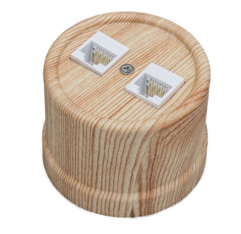 Розетка компьютерная 2-м ОП Лизетта RJ45 10А IP20 ретро кат.5E ABS-пластик карельская сосна Bironi B1-302-13
