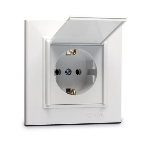 Розетка с/з и крышкой СП Karea 16А IP20 бел. Makel 56001029