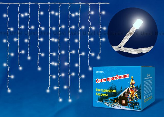 Гирлянда светодиодная "Бахрома" ULD-B3010-200/DTA BLUE IP20 200LED с контроллером Uniel 07950