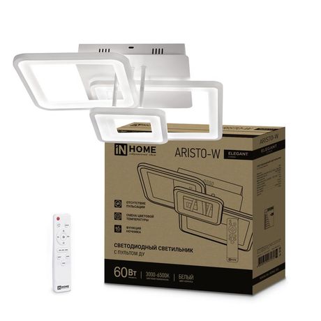 Светильник светодиодный ELEGANT ARISTO-W 60 Вт 230 В 3000-6500K 4700 Лм 530х448х150 мм пульт ДУ белый IN HOME - 4690612047270