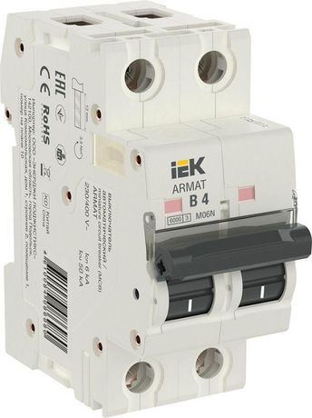 Выключатель автоматический двухполюсный M06N 2P B 4А 6кА ARMAT | AR-M06N-2-B004 IEK