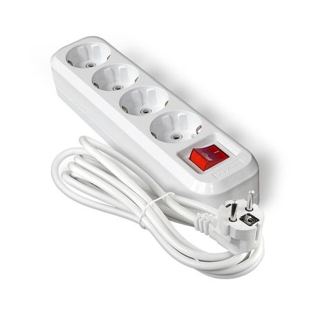 Удлинитель S-304А ПВС 3*1,5 ,4 гнезда, с заземлением, выключателем, 3м (еврослот) - 1734 Союз