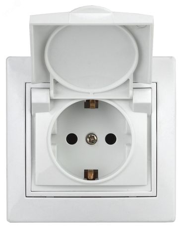 Розетка однофазная скрытого монтажа, в рамку с заземлением со шторками белый крышкой 16А 250В IP20 1-207-01 Intro Plano - Б0053932 ЭРА