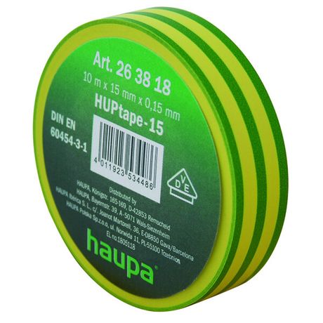 Изолента ПВХ, цвет желто-зеленый, шир. 19 мм, длина 20 м, d 74 мм | 263860 Haupa