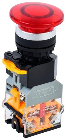 Кнопка D8-11MD "Грибок" d=22мм 1з+1р с подсвет. красная | BBG30-11MD-3-12-K04 IEK