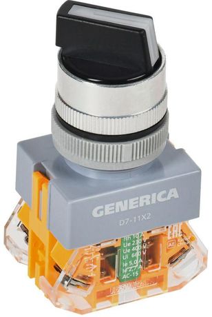 Переключатель D7-11X2 2 положения 1з+1р черный | BSW50-11X2-3-21-2-K02-G GENERICA IEK