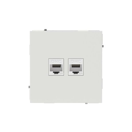 Компьютерная розетка RJ-45 без шторки, кат.6А двойная, KANT, белый песок - 7010674 ДКС DKC арт. 7010674