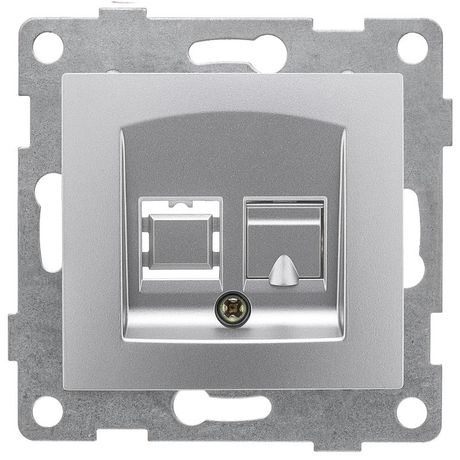 Розетка компьютерная RJ45 Bravo, механизм, одинарный, серебро - С10К1-004 GUSI