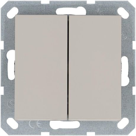 Выключатель двухклавишный 10A 250V~ с накладкой, цвет Тауп - G3023T Jasmart