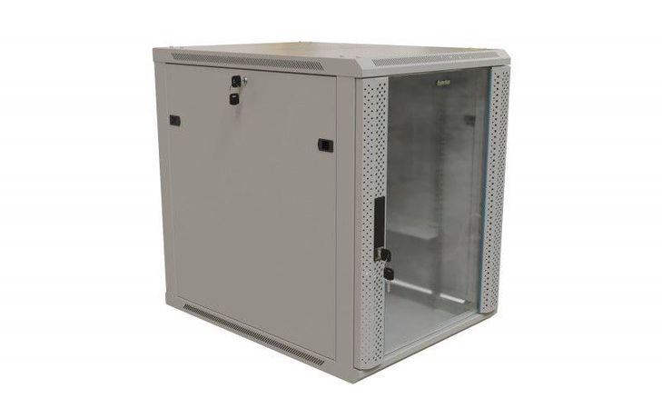 Шкаф настенный TWB-1568-GP-RAL7035 19дюйм 15U 775х600х800мм стеклян. дверь с перфорацией по бокам ручка замком разобран. сер. RAL 7035 Hyperline 493229