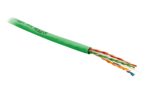 Кабель витая пара неэкранир. U/UTP кат.6 4 пары 23 AWG ОЖ solid с разделит. PVC-20град.C-+75град.C гарантия: 15 лет компонентн. / 25 системн. UUTP4-C6-S23-IN-PVC-GN-305 зел. (уп.305м) Hyperline 443522